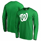 Men's Washington Nationals Fanatics Branded Kelly Green St. Patrick's Day White Logo Long Sleeve T-Shirt,baseball caps,new era cap wholesale,wholesale hats